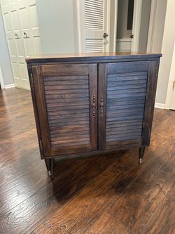 MCM Dark Wood Cabinet with Louvered Doors