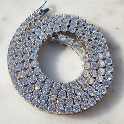 22" 4mm Moissanite Tennis Necklace 925 Sterling Silver with Certificate.