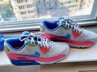 Nike Air Max 90 SE - Pink Blast Blue - Grey Safari. Sneakers -