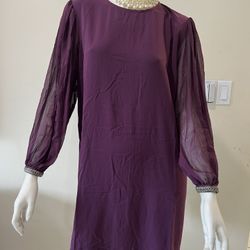Women Dress With Embellished Chiffon Sleeves /purple /size12,14,16 available /brand New 