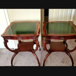 2 MAHOGANY END TABLES 1940 FRENCH COUNTRY 
