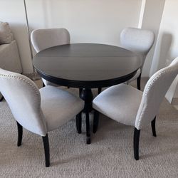 Ikea 43” Expandable Table And 4 AtHome Dining Room Chairs