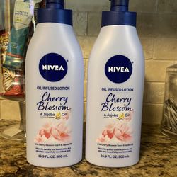 Set of 2 Nivea cherry blossom & jojoba oil body lotion•16.9oz•all for $10