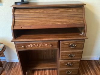Desk Made With Wood With Rolling Top