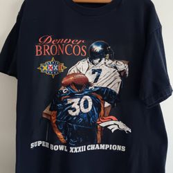 Vintage 90s Denver Broncos Superbowl Tshirt Youth Xl 18x23