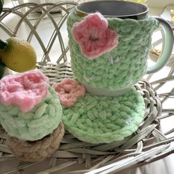 “3-Piece Crochet Cozy Mug Set