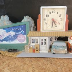 Retro 1990 Burwood Coca Cola Wall Clock - Vintage Car Garage - 60's Gas Station Coke 