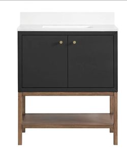 30" Free Standing Single Basin Vanity Set with Cabinet and Stone Composite Vanity Top