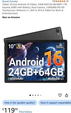 Funelse 10-Inch Android 16 Tablet 24GB RAM 64GB ROM
