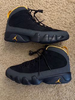 Size 13 (Pre owned, no box) - Air Jordan 9 university gold dark charcoal