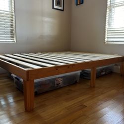 Full Size Bamboo Bed Frame With Matching Book Shelf