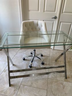 Glass desk and chair
