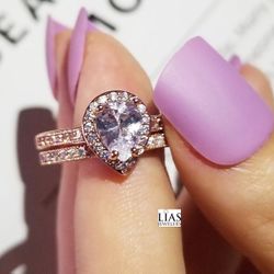 New 18k Rose Gold Wedding Ring Set 