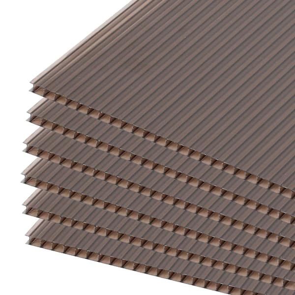 62 in. W x 28 in. D x 13/64 in. (5 mm) Brown Monolayer Polycarbonate Sheet Gazebo Roof Panel (6-Pack)