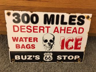 Vintage porcelain Route 66 sign 12”x8”