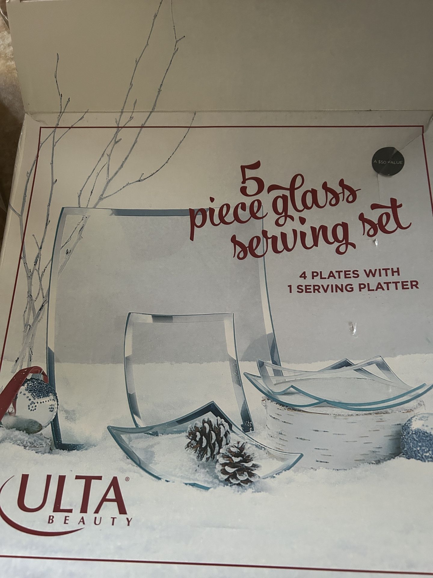 Five piece glass serving set