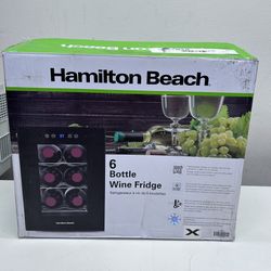 Hamilton Beach 6 Bottle Wine Fridge for Red, White, Sparkling, or Champagne Beverages, Digital Display, Table or Countertop Storage, Free Standing, 13