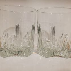 Lot of 2 Clear Glass Whisky Glasses Kitchen Bar Restaurant Quality Rare Glam Upscale Fancy