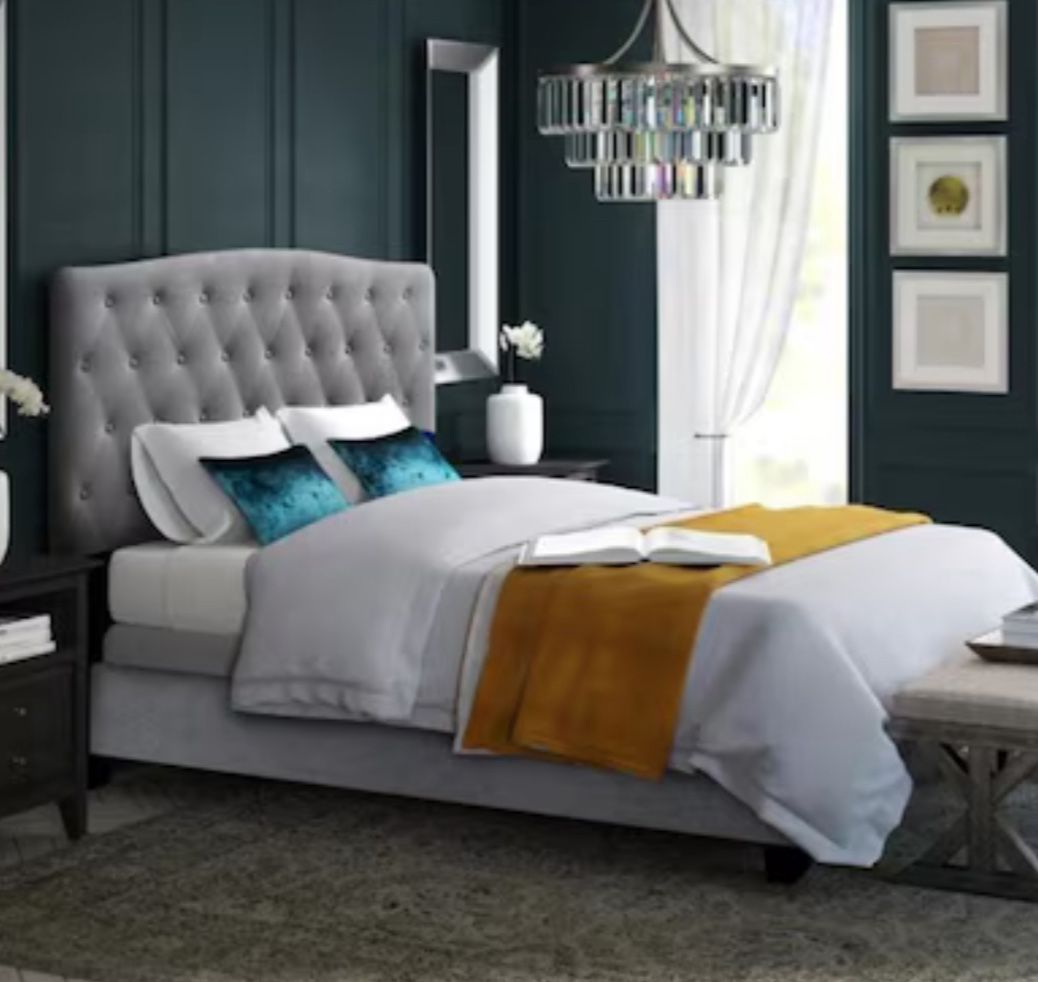 Belle Isle Furniture Cape Coral Upholstered Bed Grey/Velvet Twin Upholstered Upholstered Bed