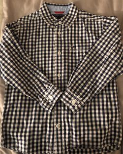 TOMMY HILFIGER white and blue boys dress shirt