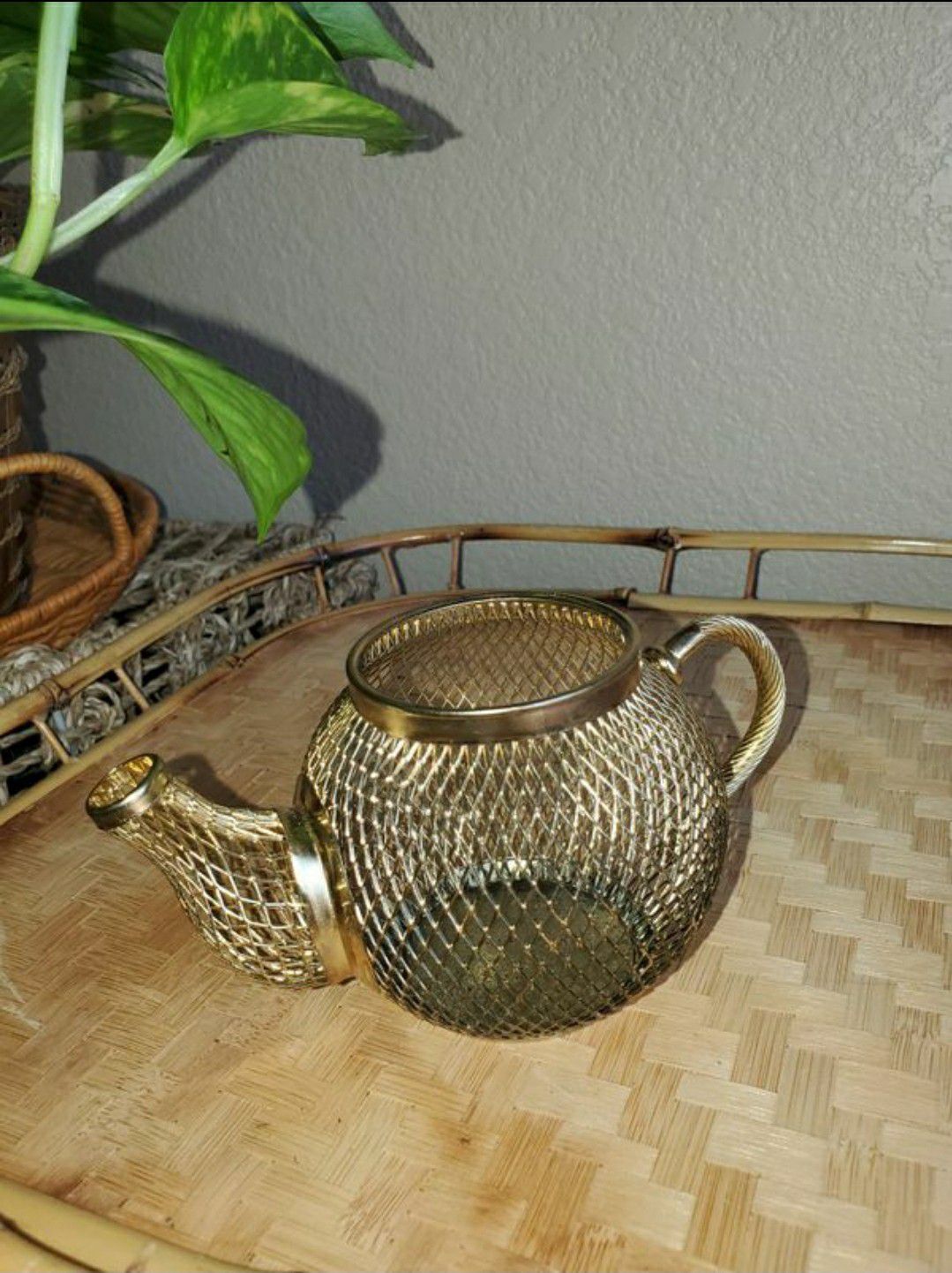 Gold Metal Tea Pot Trinket/rings Holder