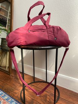 Burgundy Duffel Bag with Shoulder Strap