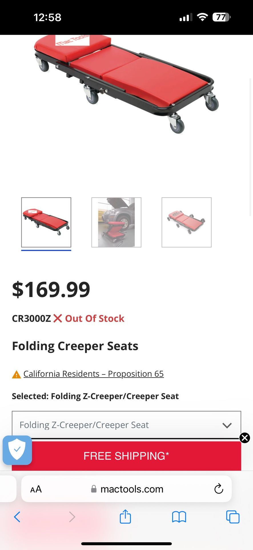 Mac Tools Foldable Creeper
