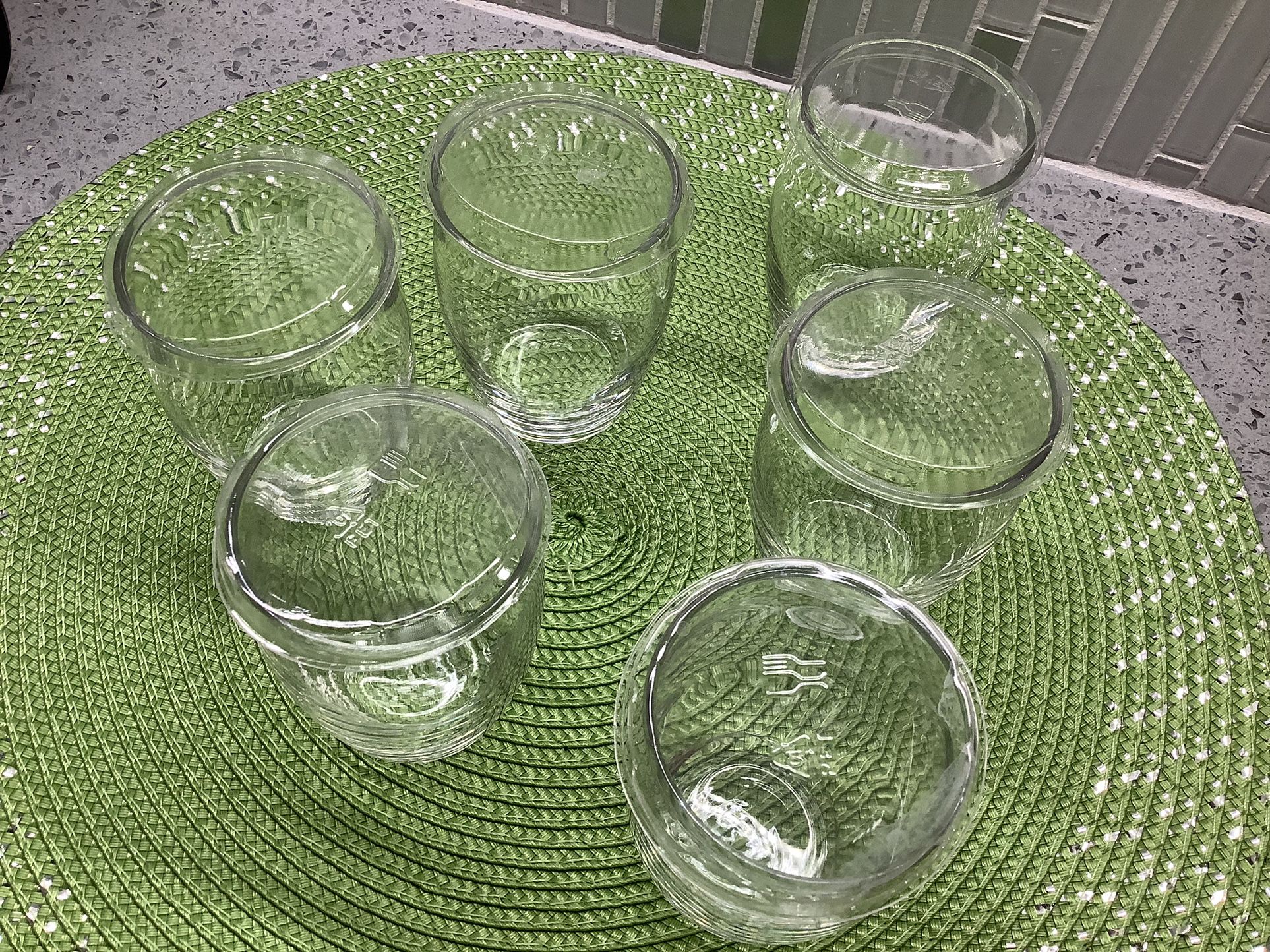 6 Small Glass Cups With Lids