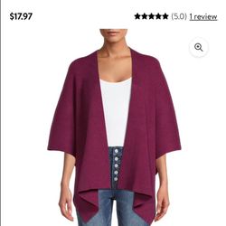 Time And Tru Women's Ribbed Ruana Wrap-brick