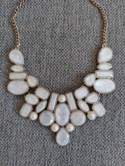 White Lace Mesh Statement Necklace