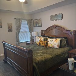 King Size Bed, Dresser And Mirror
