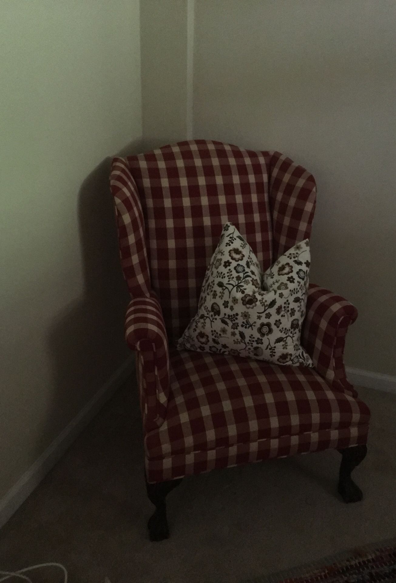 Checkered wingback chair $50 obo