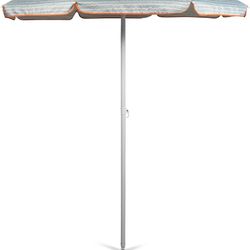 ONIVA - a Picnic Time Brand Outdoor Canopy Sunshade Beach Umbrella 5.5' - Small Patio Umbrella - Beach Chair Umbrella, (Wave Break Gray Pattern

