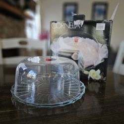 Glass Cake Plate With Plastic Dome