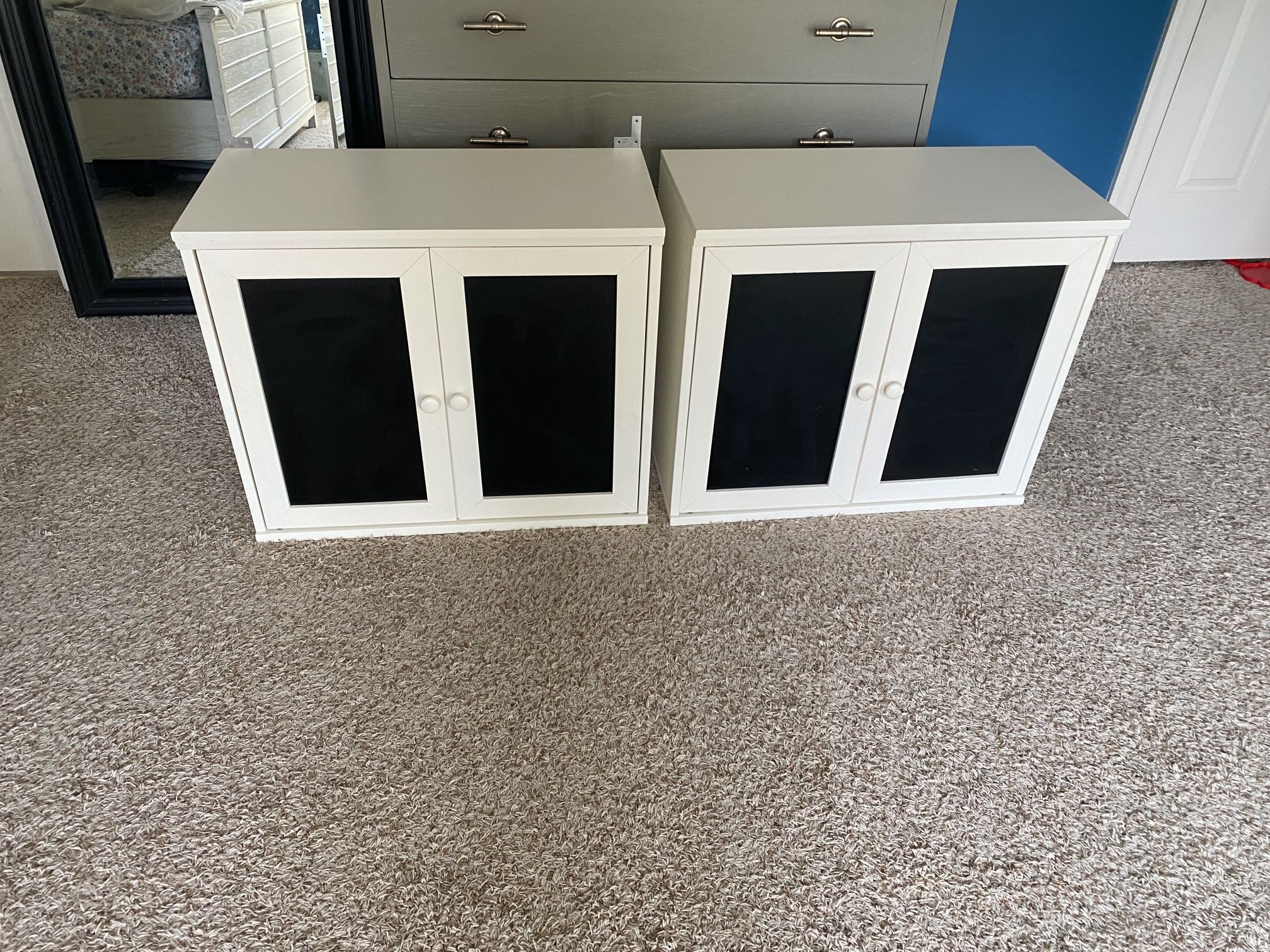 Pottery Barn Storage Cabinets With Chalkboard Doors