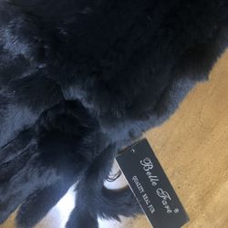 Knitted 100% Rabbit Fur Scarf With Fringes 