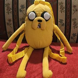 CTN ADVENTURE TIME YELLOW  "JAKE "   BACKPACK  PLUSH  APROX 17" INCHES  PRE-OWNED  IN  GOOD  CONDITION