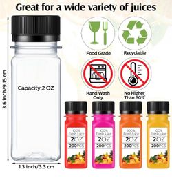 140 Count - 2 oz Juice Shot Bottles with Caps