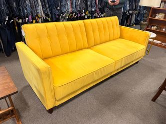 Velvet Square Arm Convertible Sofa