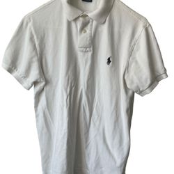 Ralph Lauren Polo Shirt Mens sz M White Custom Slim Fit Pony Short Sleeve  Measurements are in pictures.  Comes from a pet and smoke free home.  This 