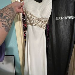 White And Gold Prom Dress
