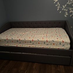 Day Bed Twin Size Blue Color Upholstery 
