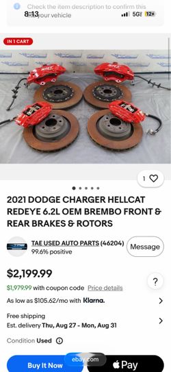 Dodge Charger Hellcat Redeye OEM Brembo Brake calipers