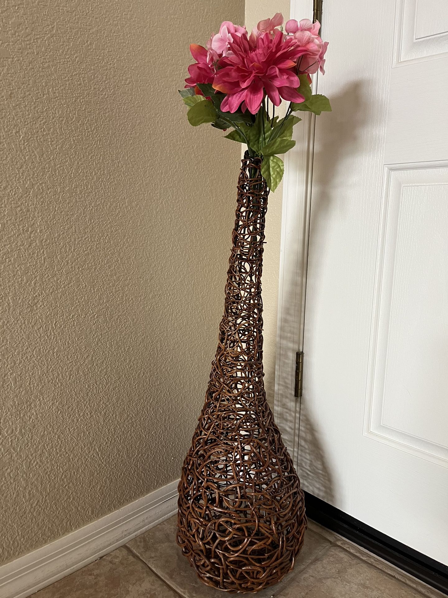 Unique Modern Tall Bamboo/Rattan Floor Vase
