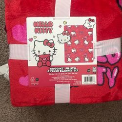 Hello Kitty, Pillow And Plush Blanket Set