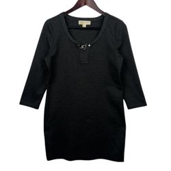 Michael Kors Derby Dark Gray Jersey Long Tunic Top with 3/4 Sleeve SZ MEDIUM 