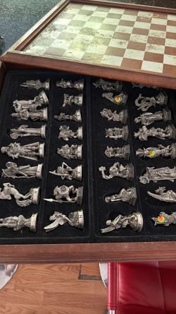 The Fantasy of Crystal Chess Set Pewter & Swarovski Crystal Set.
