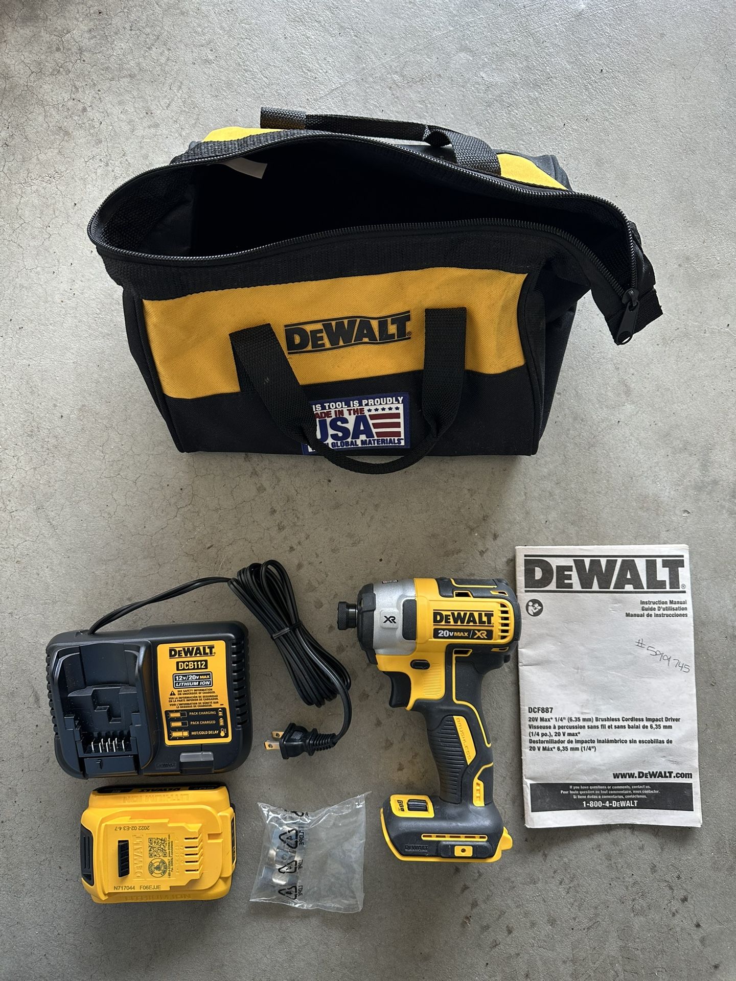 New- 20V MAX Cordless 1/4 in. Impact Driver, (1) 20V 1.3Ah Battery, Charger, and Bag