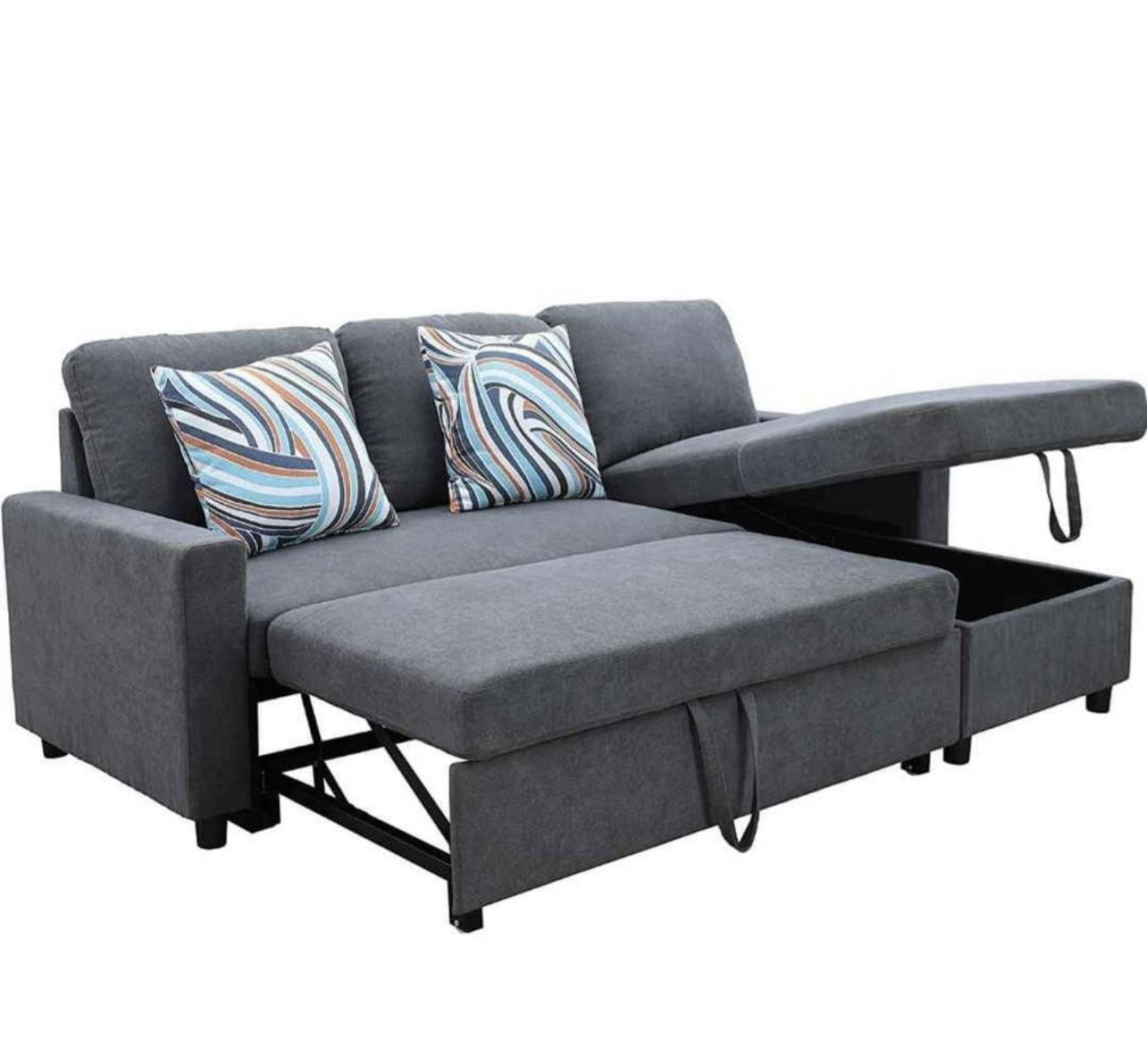 Grey Microfiber Sectional Sleeper Sofa Couch