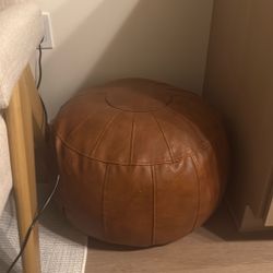 Faux Leather Round Ottomon For Sale